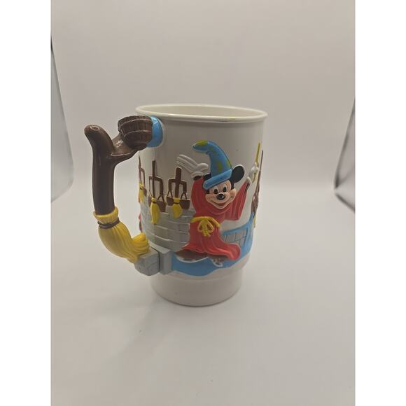 VTG 1990 Mickey Mouse Cup Mug WALT DISNEY WORLD ON ICE 3D PLASTIC Fantasia - Picture 3 of 5